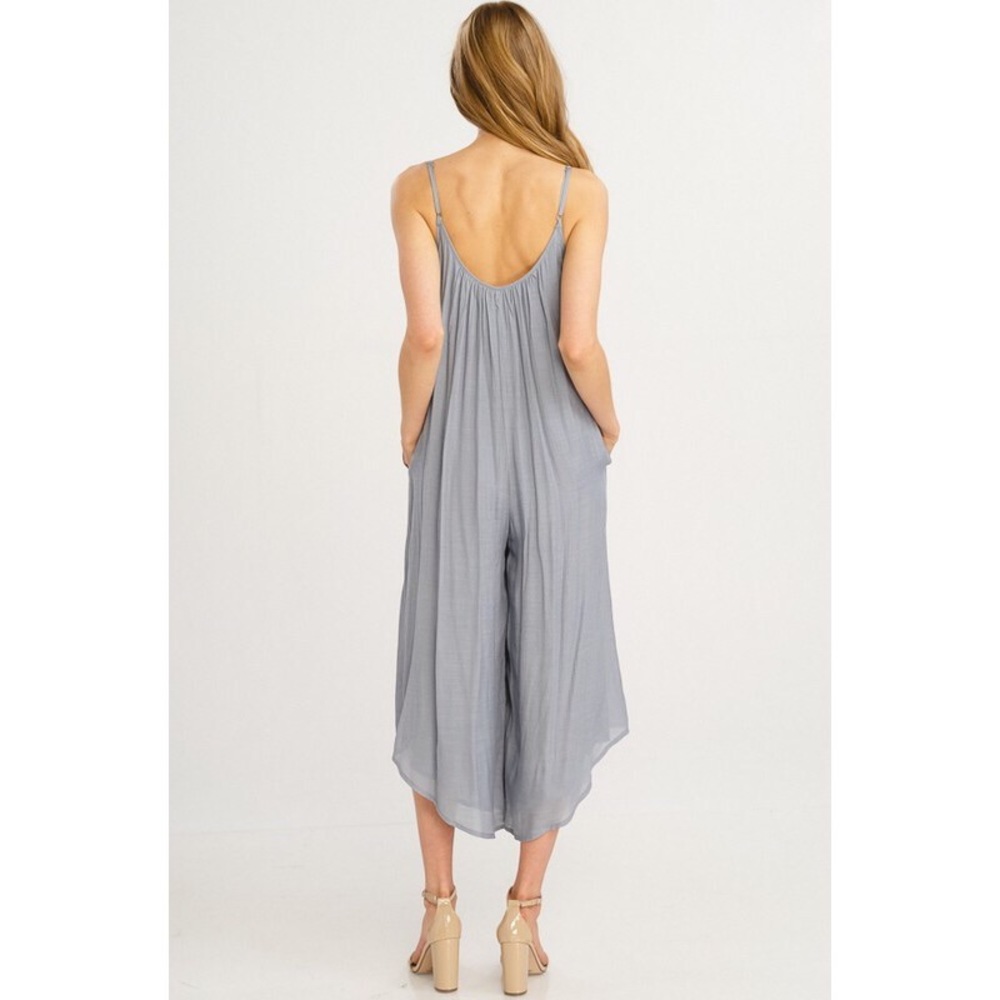 >>LAST<< Natalie Wide Leg Culotte Jumpsuit - Gray - Picture 4 of 5